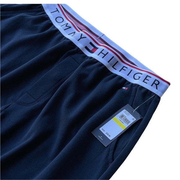 Tommy Hilfiger Taped Logo Waist Band Dark Navy Joggers Pockets Mens M, XL New - Picture 6 of 9